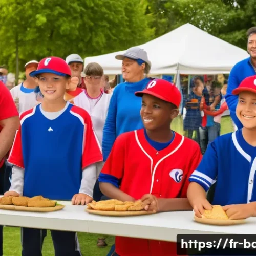 야구 관련 비즈니스 아이디어 - A vibrant local amateur baseball tournament scene in a sunny French community park, featuring divers...