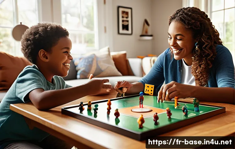야구 규칙을 배우기 위한 게임 추천 - A vibrant and colorful scene of a family gathered around a baseball-themed board game in a cozy livi...