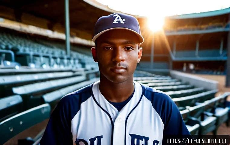 야구 기록 보유자 소개 - Photorealistic French baseball record holder portrait, confident adult athlete in a clean navy-and-w...